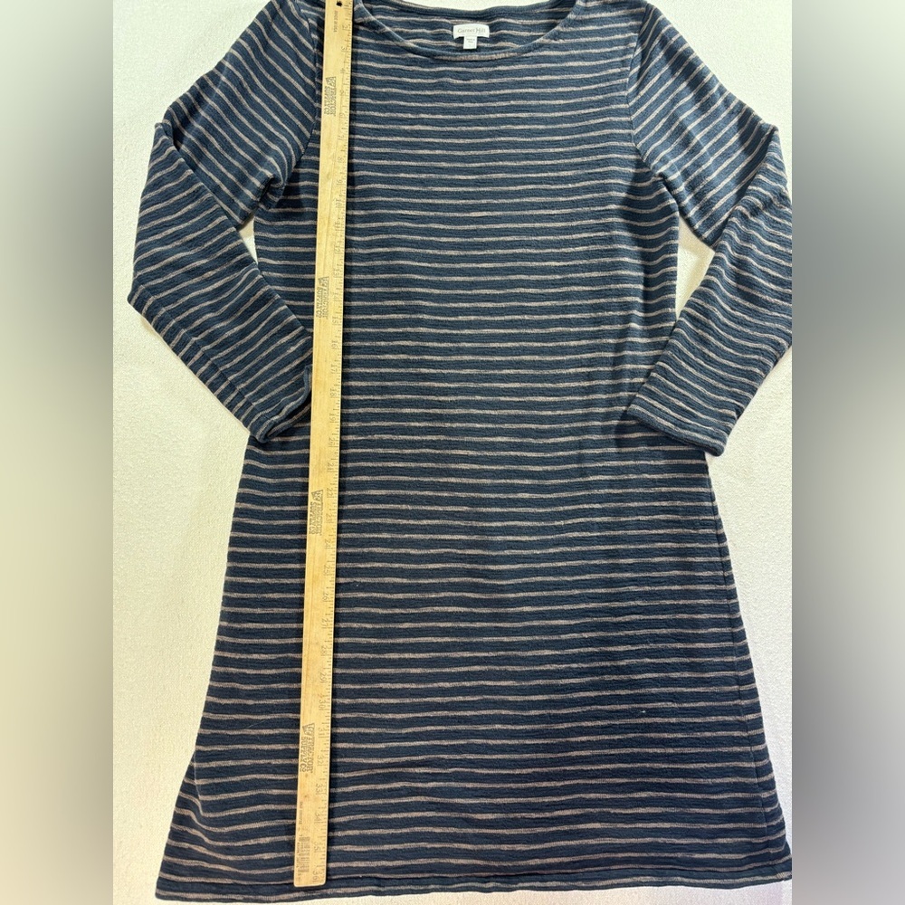 Garnet Hill Blue Beige Striped Knit Dress Long Sleeve Casual Womens Large - Picture 5 of 5